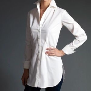 Finley Shirts White Button Down Tunic Blouse Size Large NWT